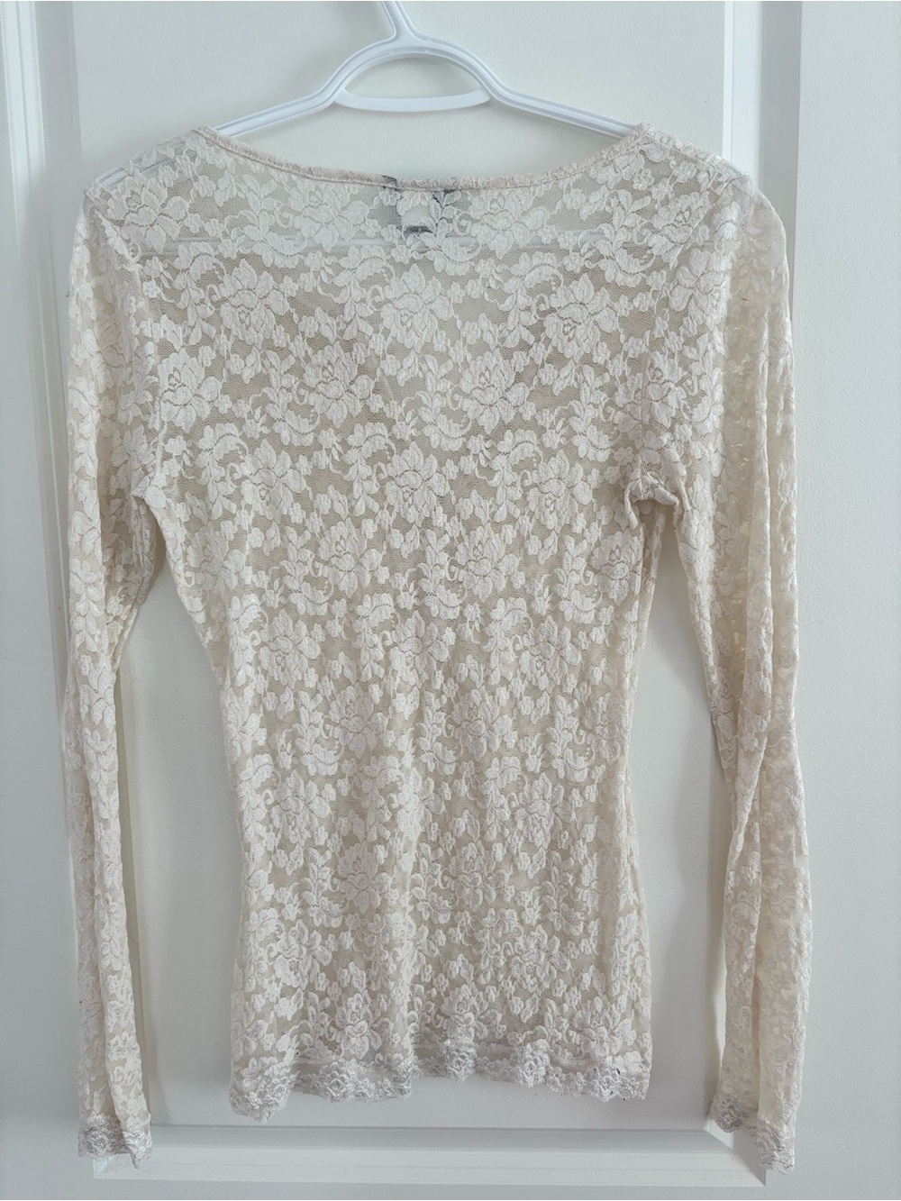 Vintage Y2K Moda International Victoria’s Secret Sheer Lace Henley Top - Picture 4 of 4
